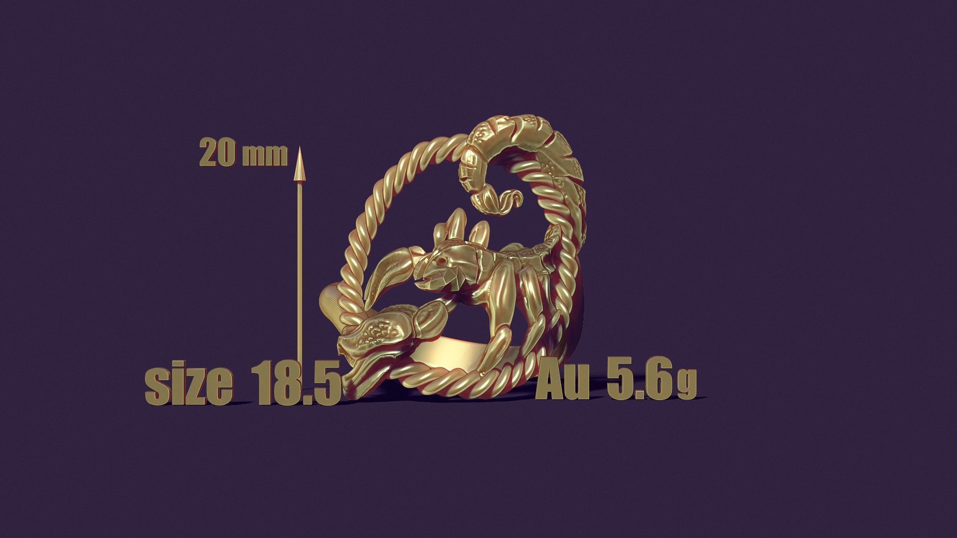 Scorpio ring 3D print model_1