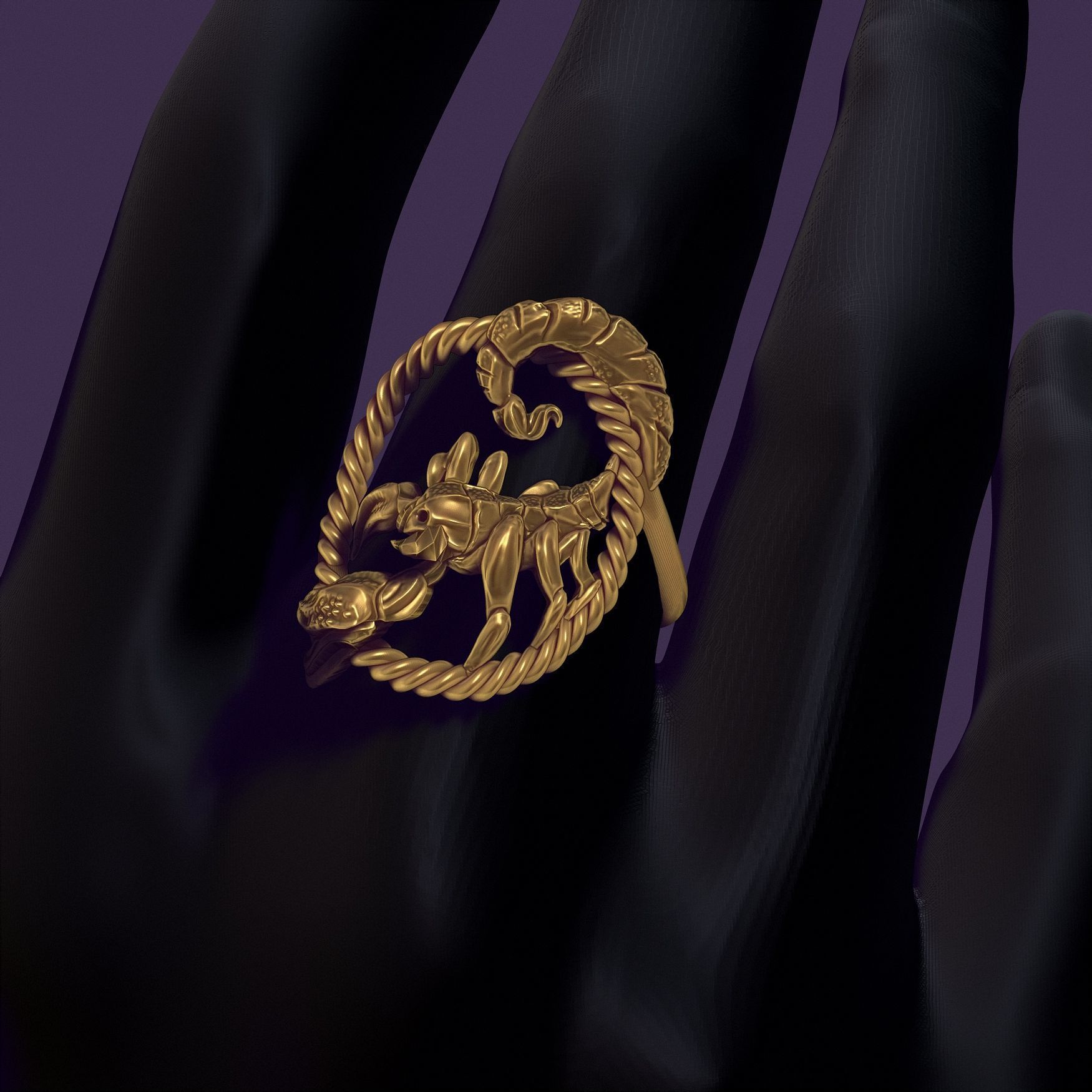 Scorpio ring 3D print model_14