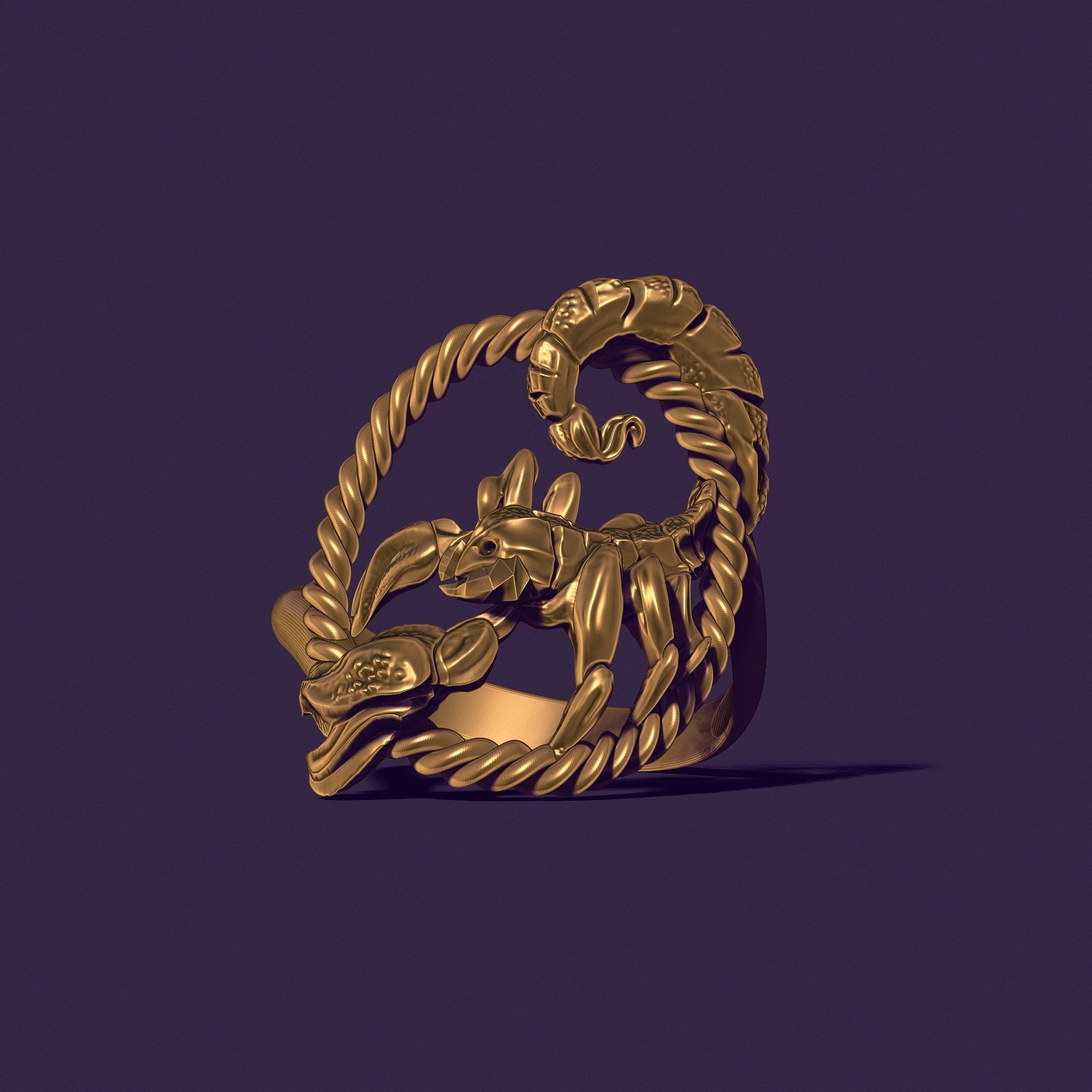 Scorpio ring 3D print model_3