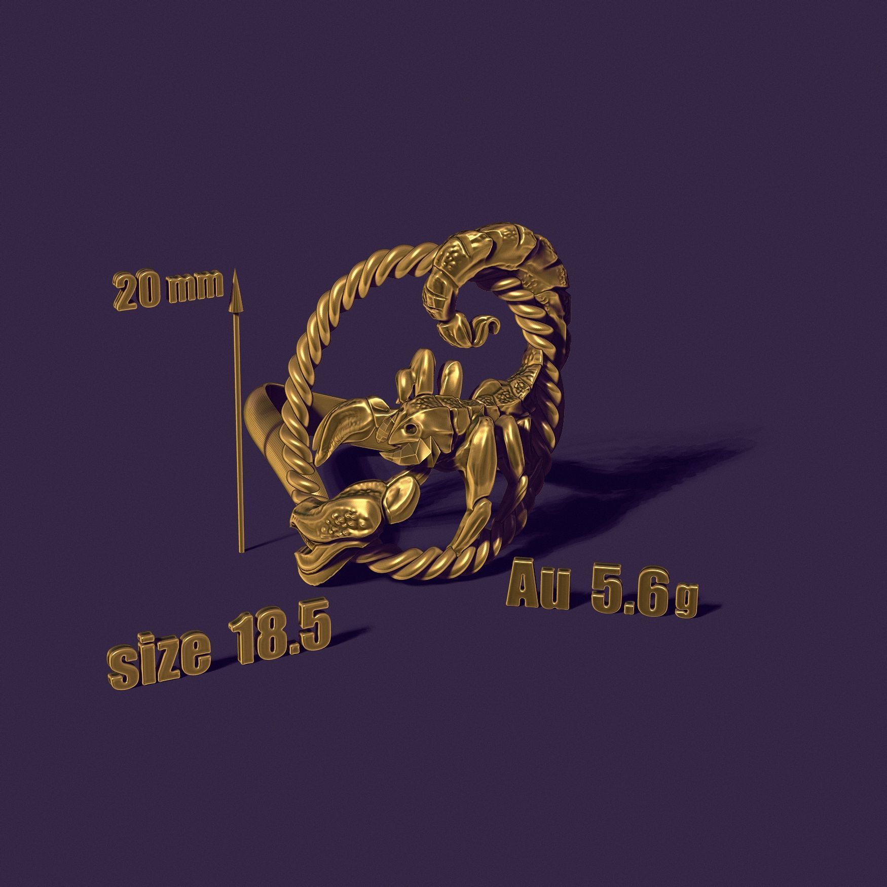 Scorpio ring 3D print model_20