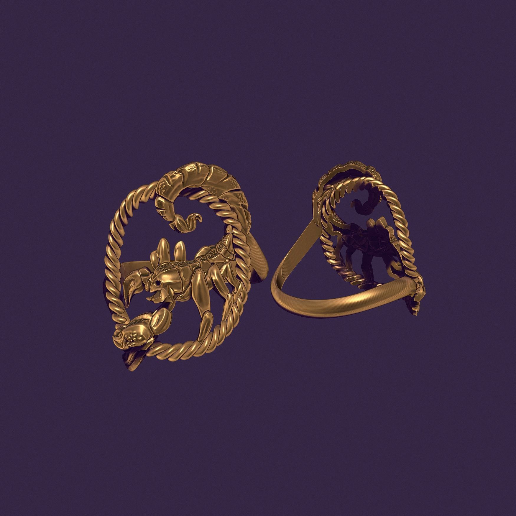 Scorpio ring 3D print model_6