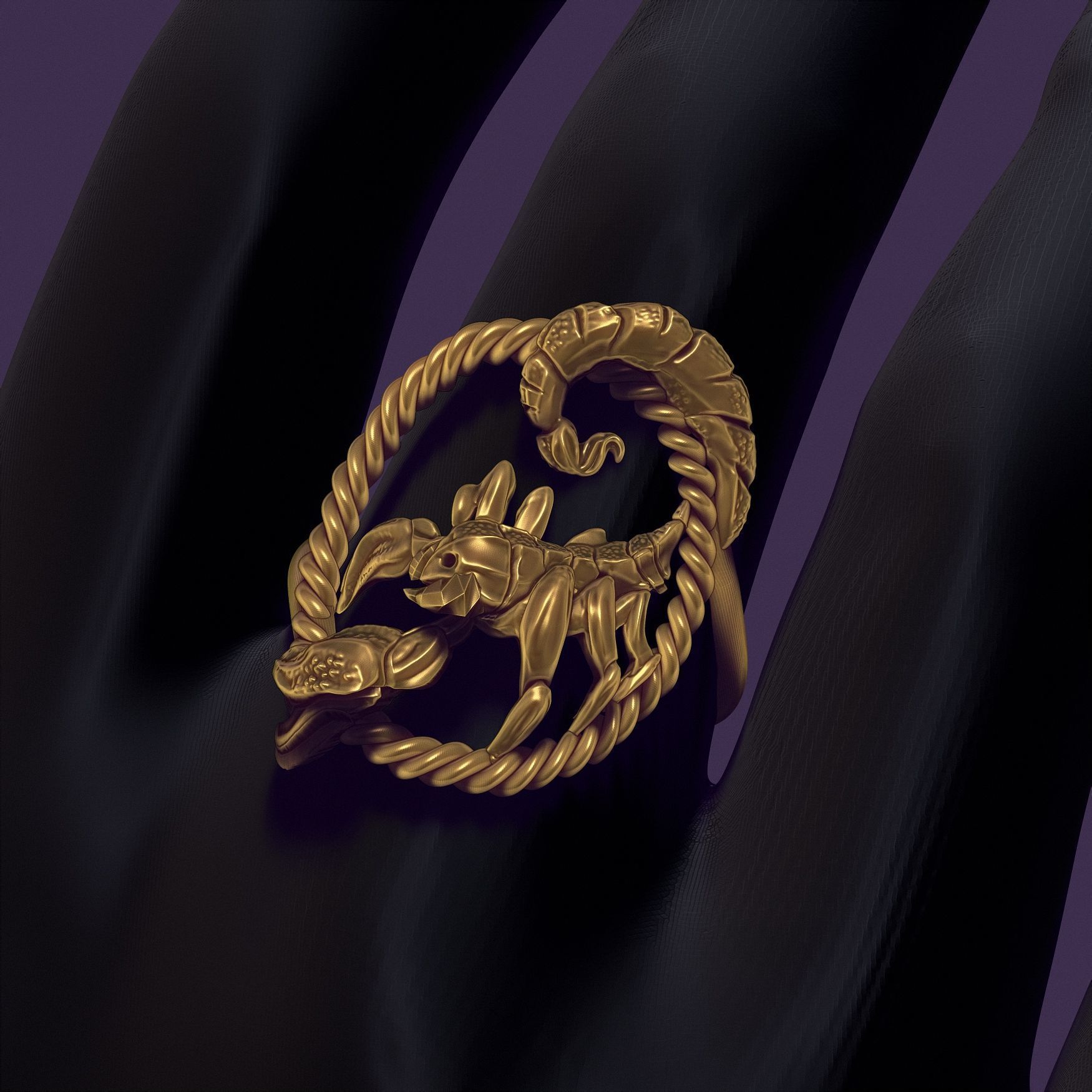 Scorpio ring 3D print model_21