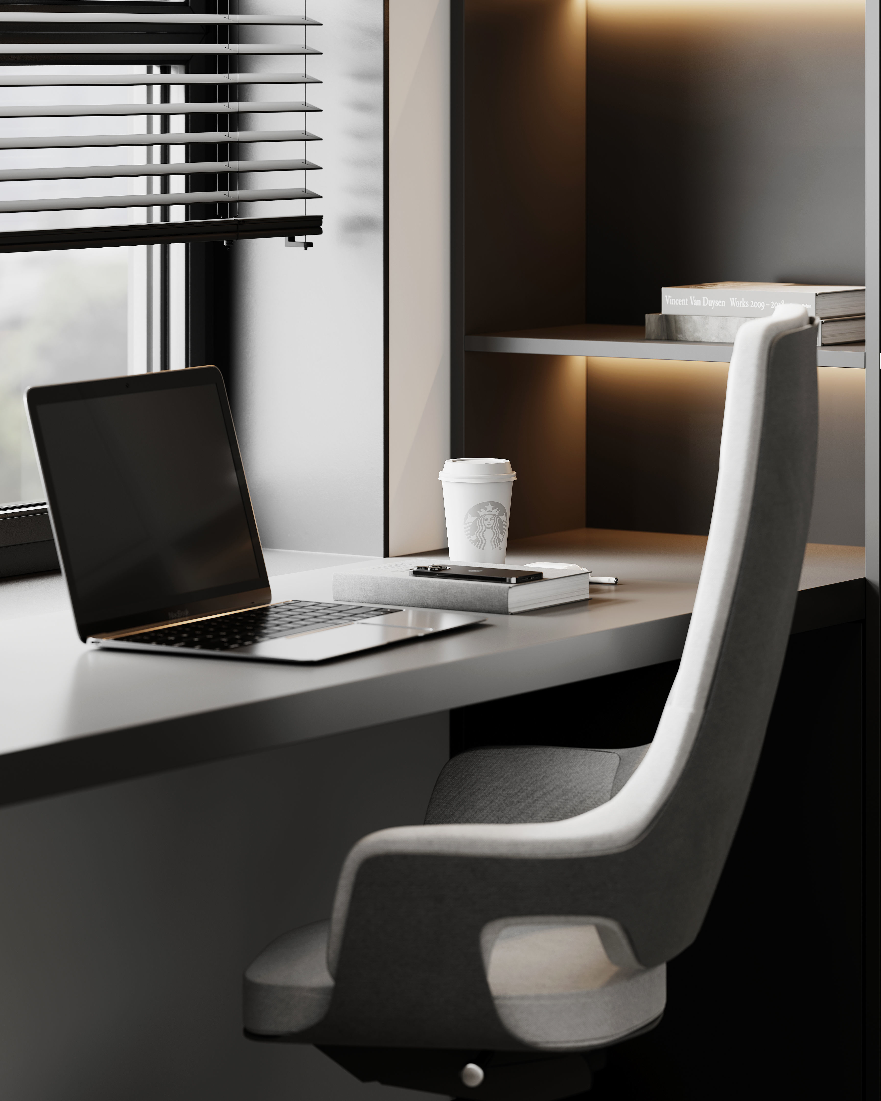 AR-22081 Gray House - Workingroom 3D Scene 3D model_5