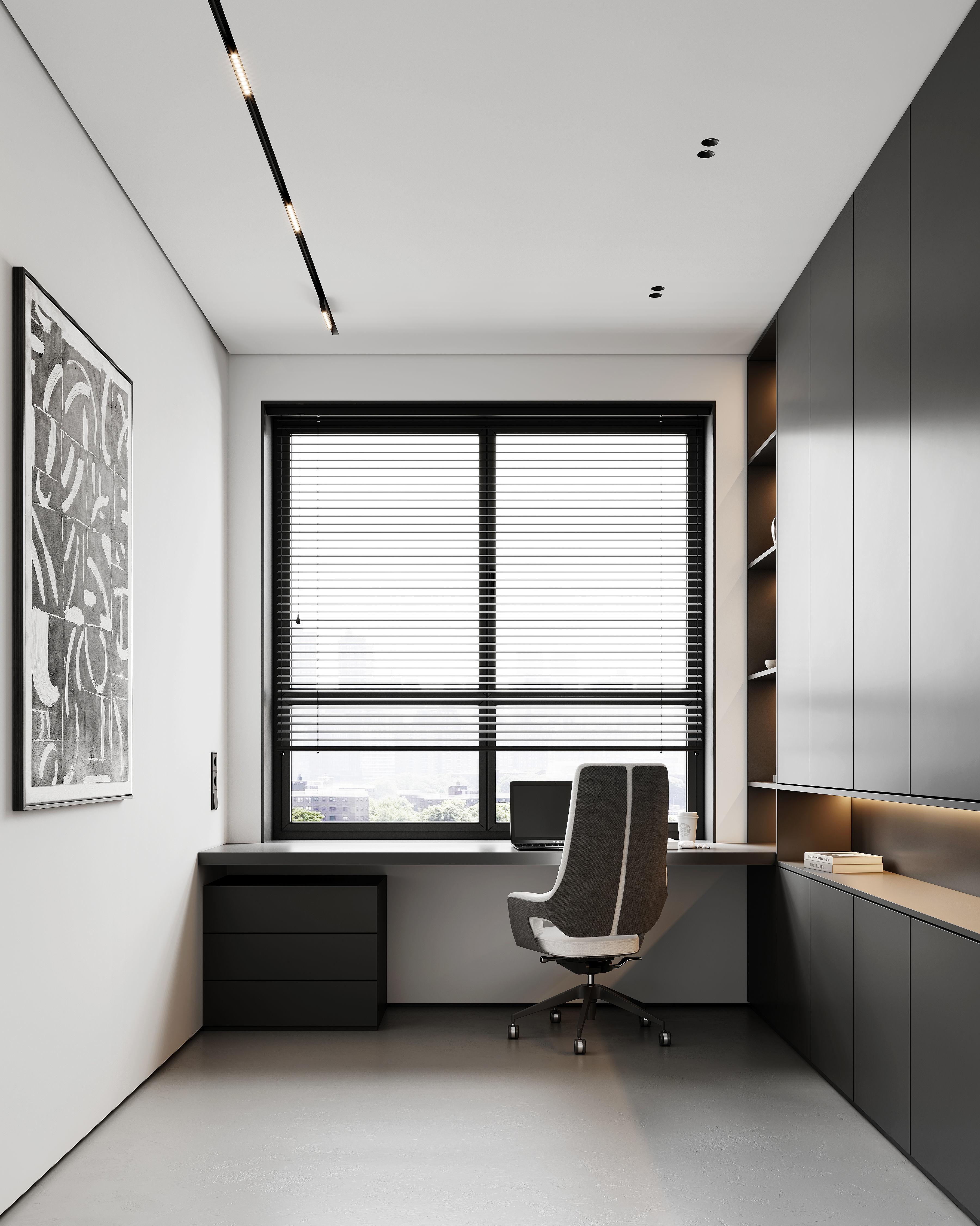 AR-22081 Gray House - Workingroom 3D Scene 3D model_1