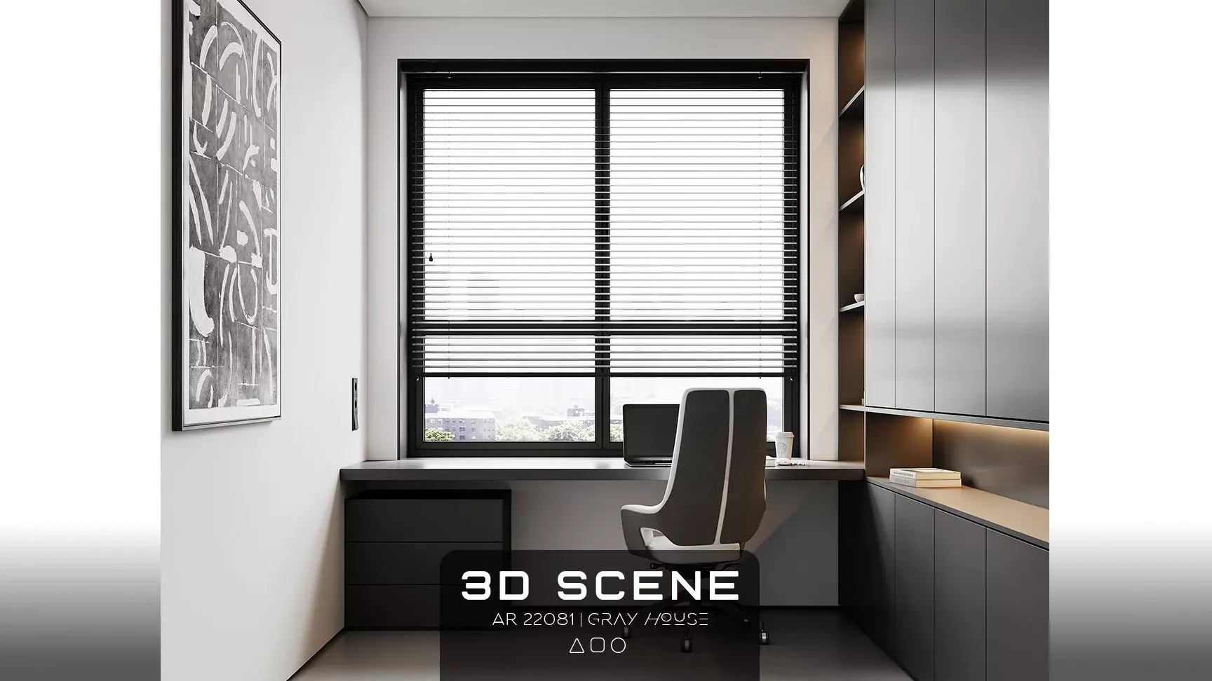 AR-22081 Gray House - Workingroom 3D Scene 3D model_0