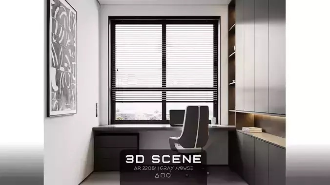 AR-22081 Gray House - Workingroom 3D Scene 3D model