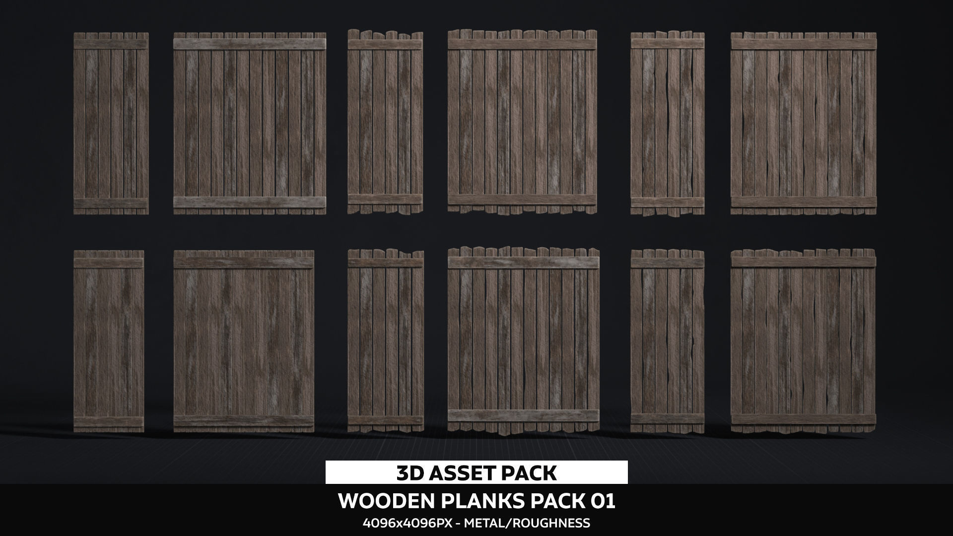 Wooden Planks Pack 01 Low-poly 3D model_1