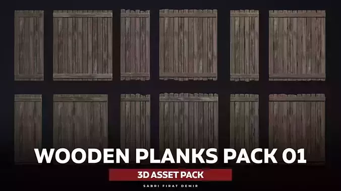 Wooden Planks Pack 01 Low-poly 3D model