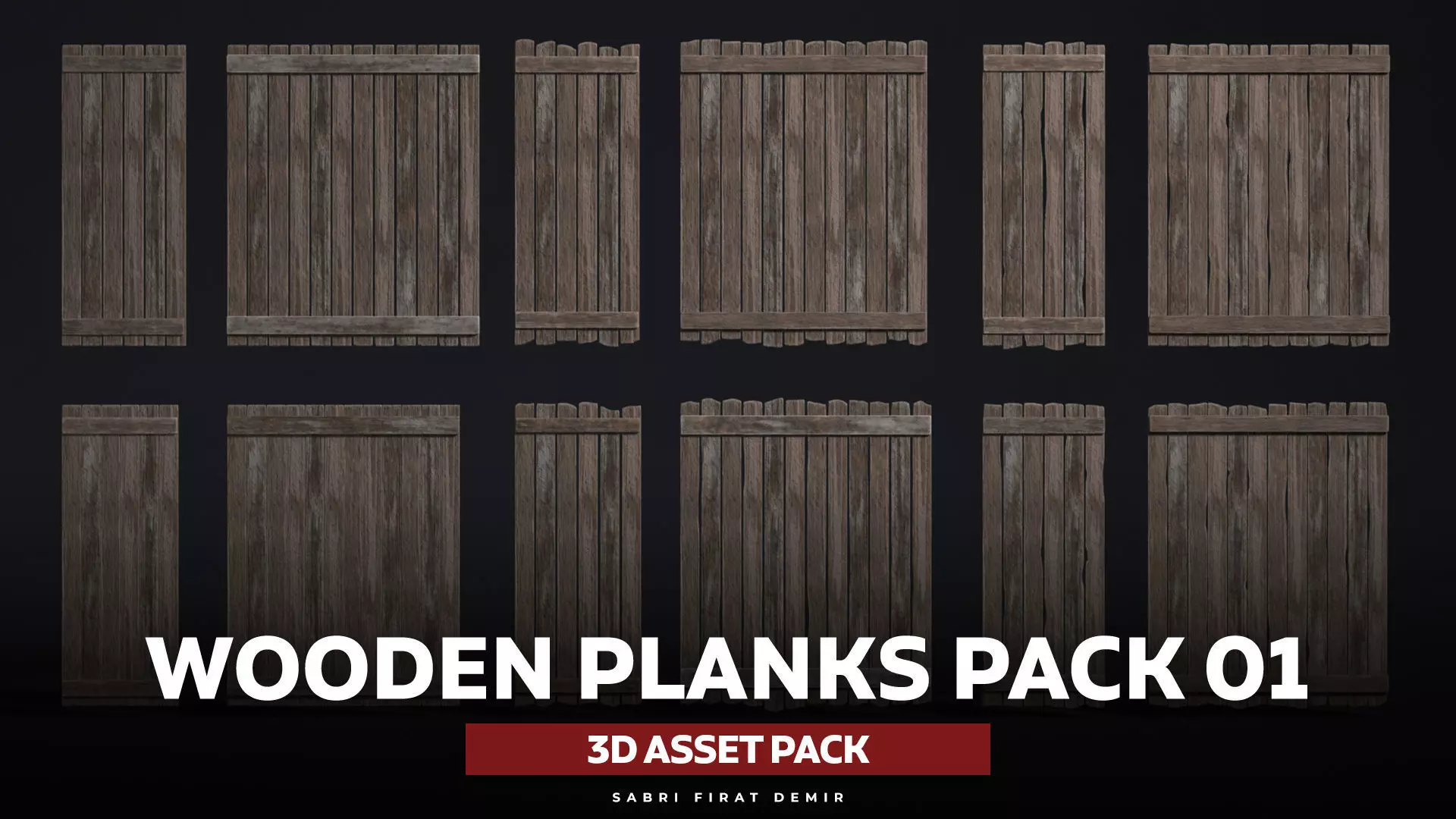 Wooden Planks Pack 01 Low-poly 3D model_0