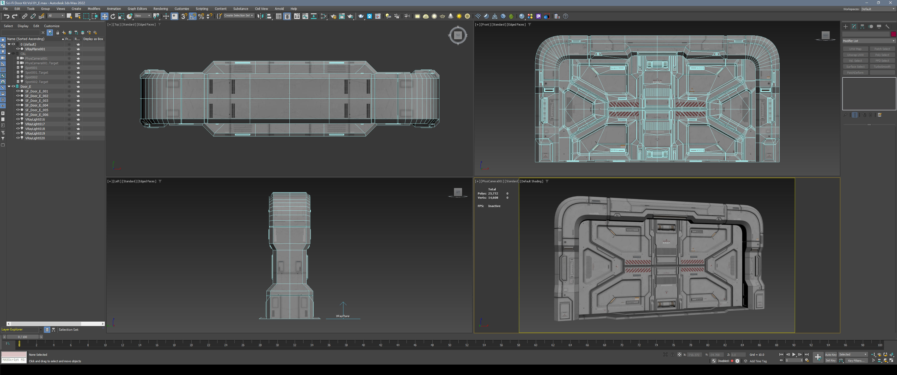 Sci-Fi Door Kit Vol 01-Type E-PBR Low-poly 3D model_4