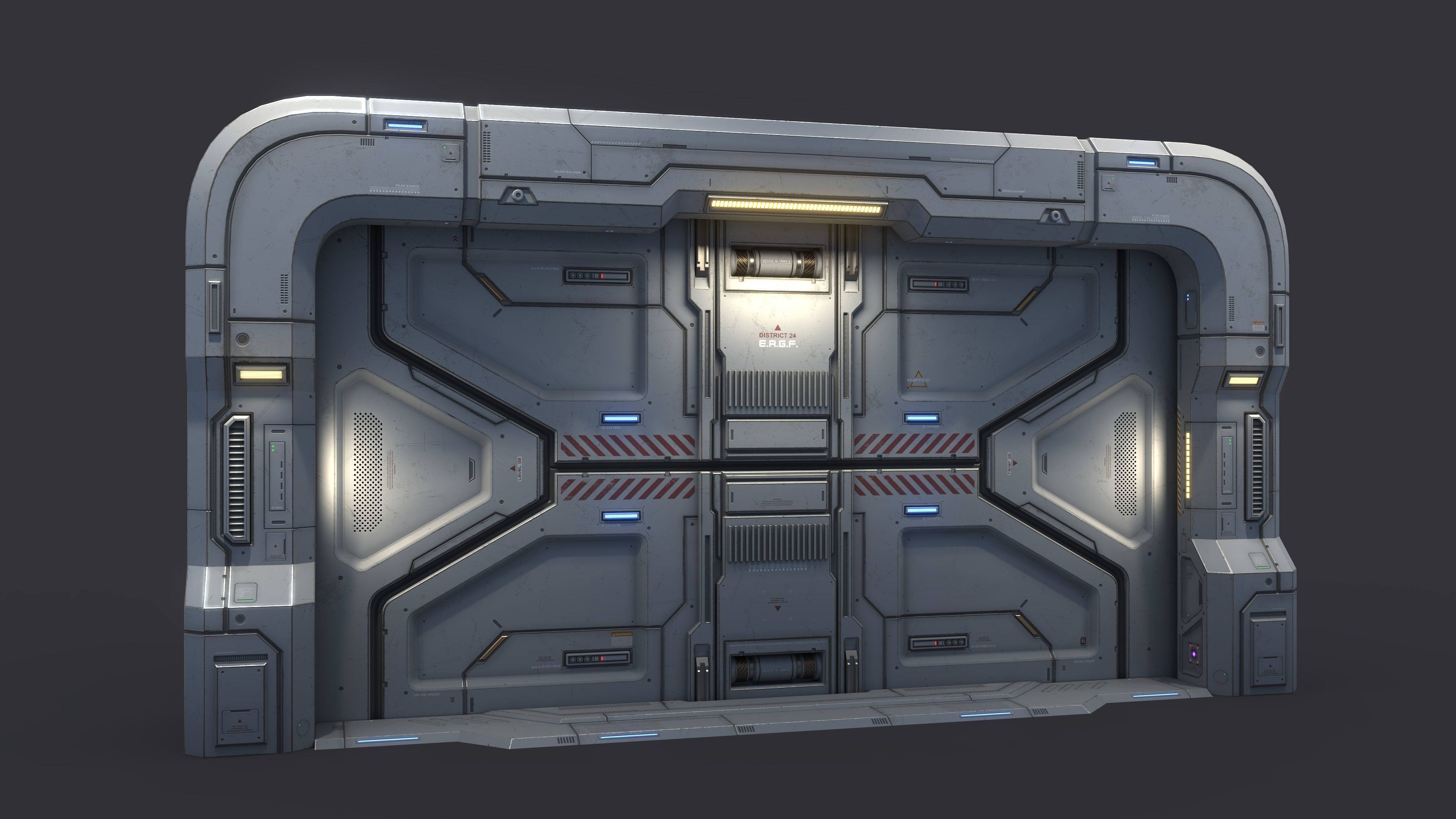 Sci-Fi Door Kit Vol 01-Type E-PBR Low-poly 3D model_1