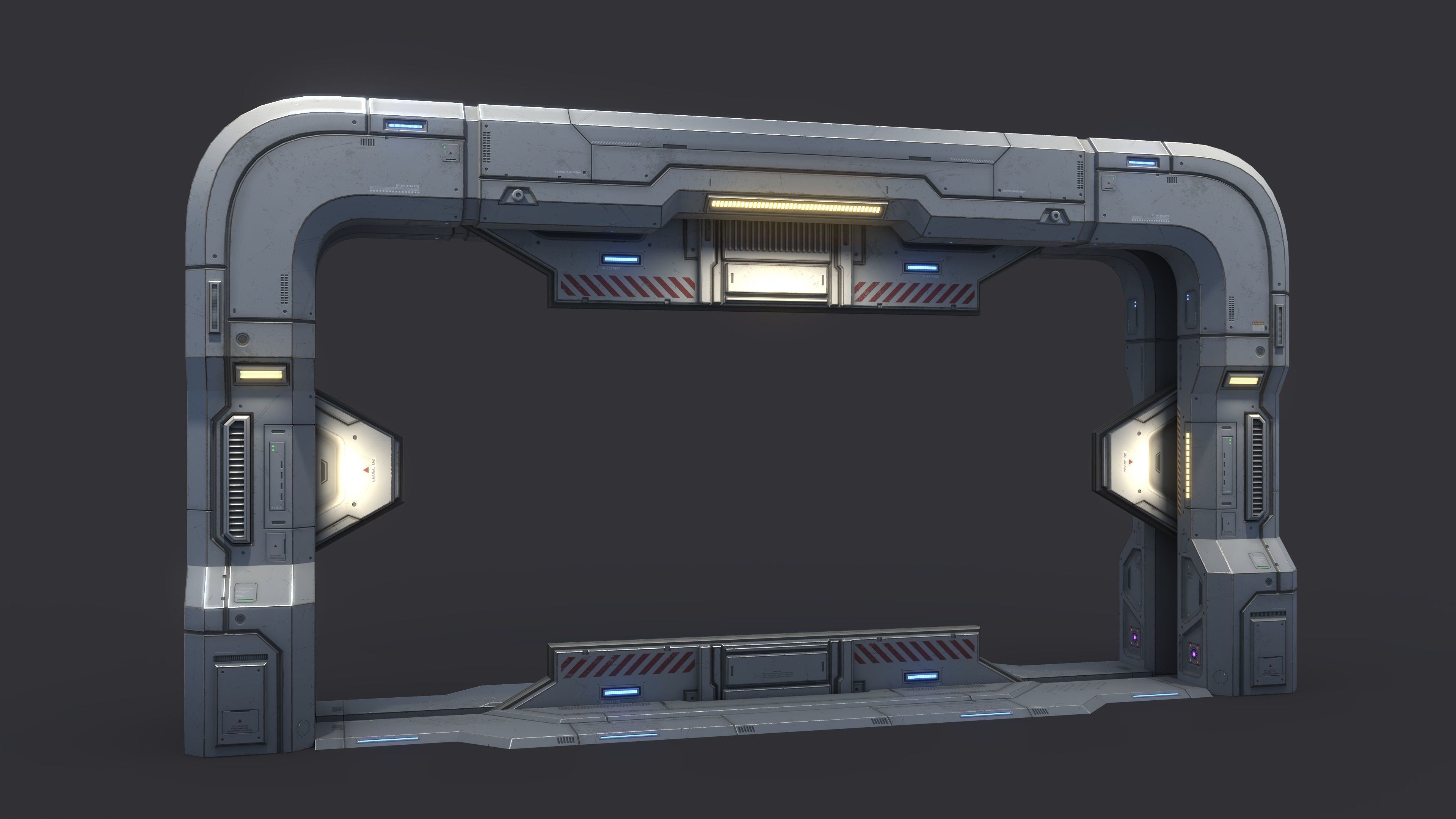 Sci-Fi Door Kit Vol 01-Type E-PBR Low-poly 3D model_2