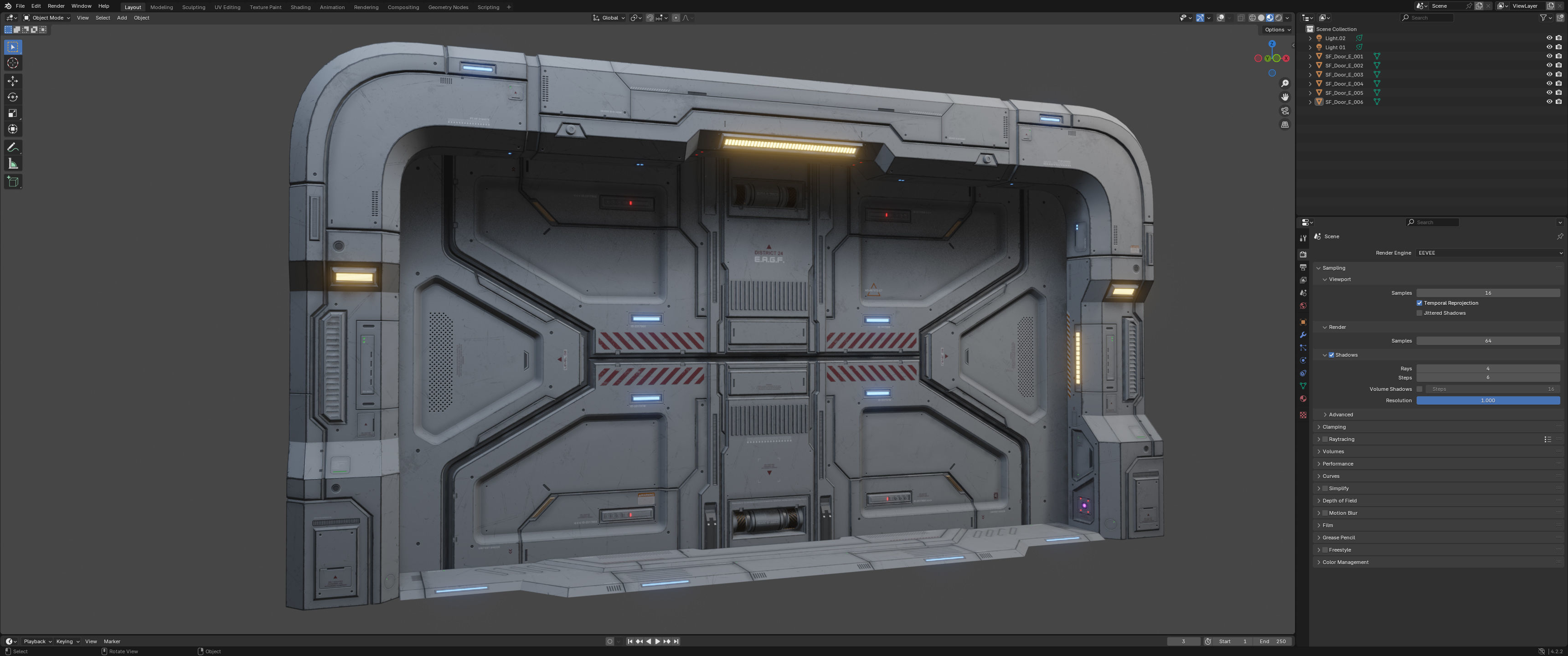 Sci-Fi Door Kit Vol 01-Type E-PBR Low-poly 3D model_5
