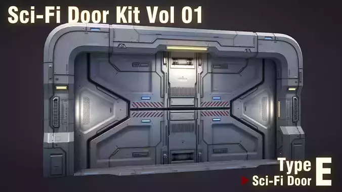 Sci-Fi Door Kit Vol 01-Type E-PBR Low-poly 3D model Sci-Fi Door Kit Vol 01-Type E-PBR Low-poly 3D model