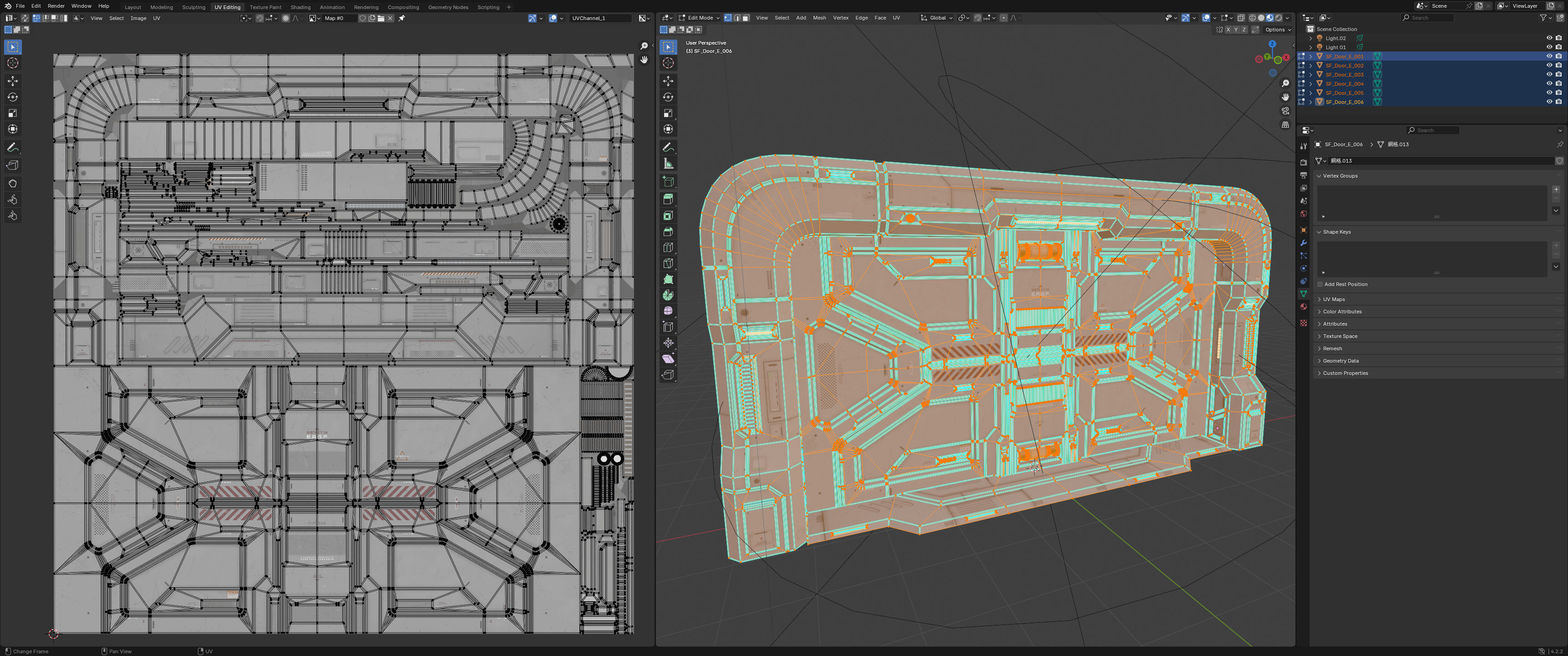 Sci-Fi Door Kit Vol 01-Type E-PBR Low-poly 3D model_7