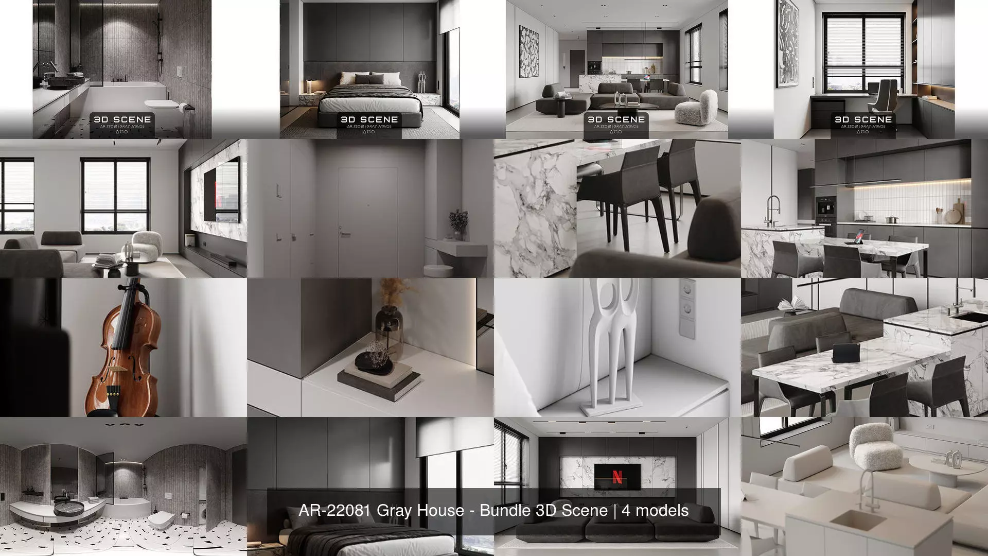 AR-22081 Gray House - Bundle 3D Scene 3D Model Collection_0