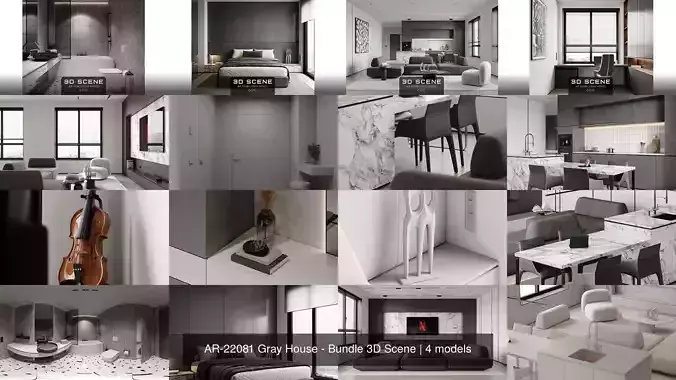 AR-22081 Gray House - Bundle 3D Scene 3D Model Collection