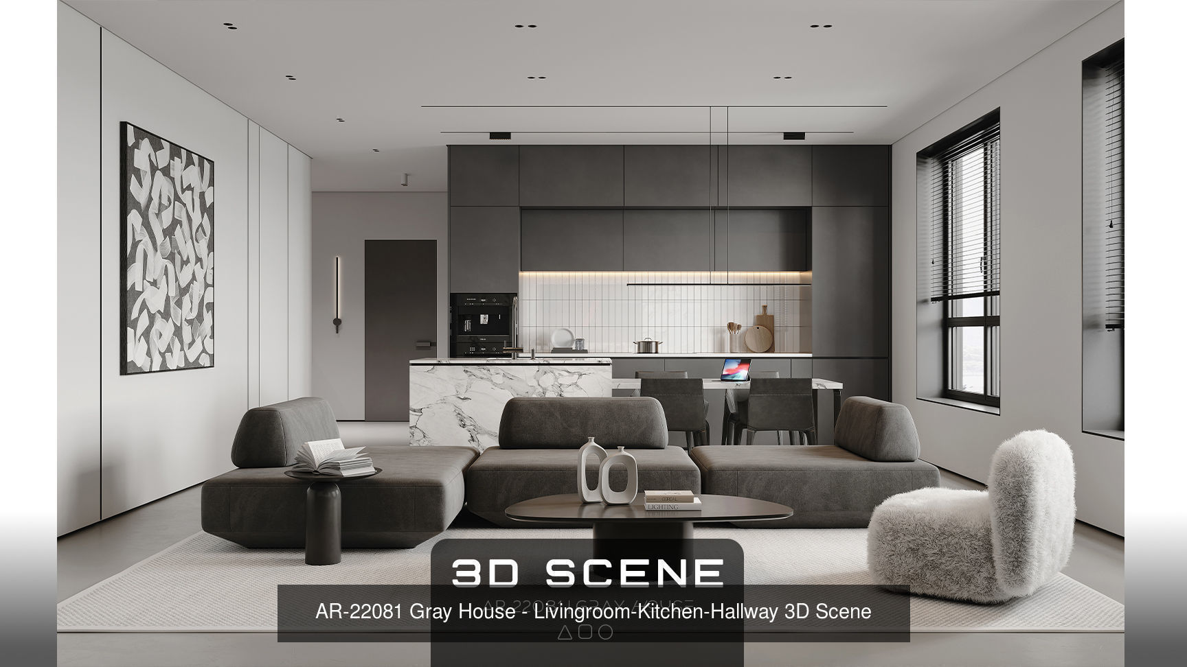 AR-22081 Gray House - Bundle 3D Scene 3D Model Collection_3