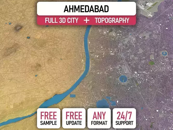 Ahmedabad - 3D City Topography Terrain 3D Model Collection