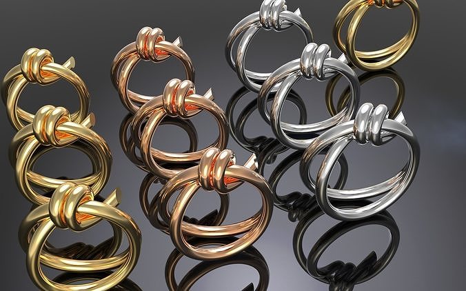 Tiffany Ring - Knot Double Row  All size 3D print model