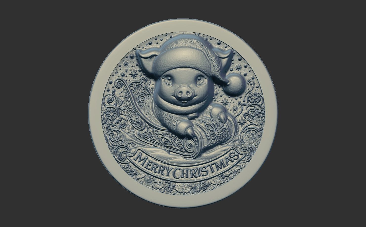 pig christmas decor  3D print model_3