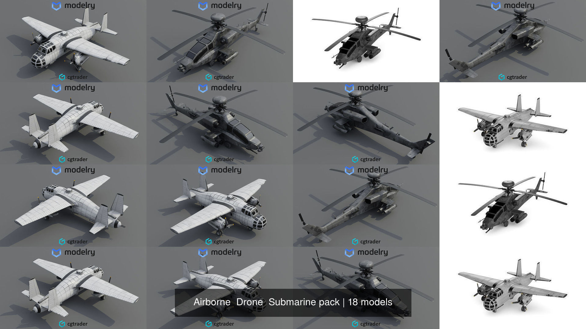Airborne  Drone  Submarine pack 3D Model Collection_3