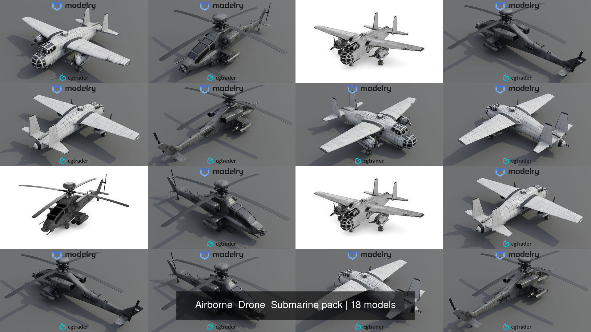 Airborne  Drone  Submarine pack 3D Model Collection_2