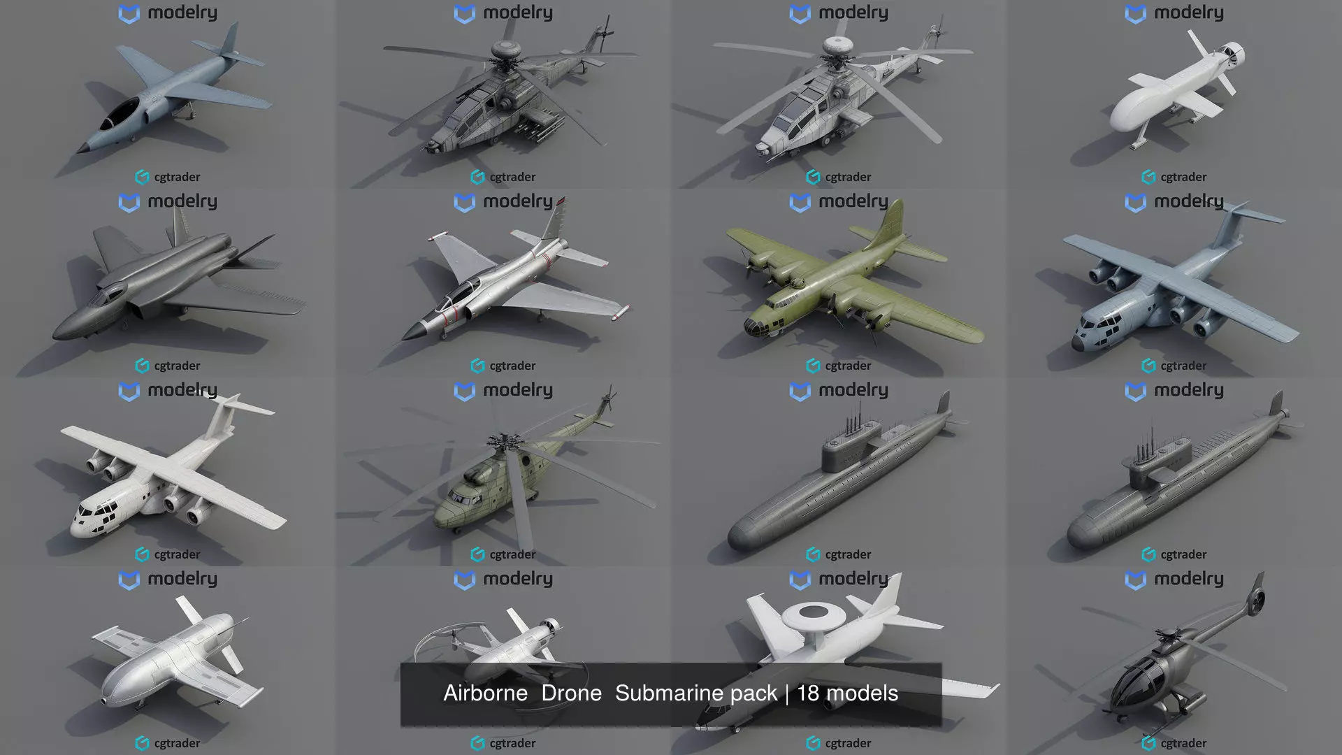 Airborne  Drone  Submarine pack 3D Model Collection_0