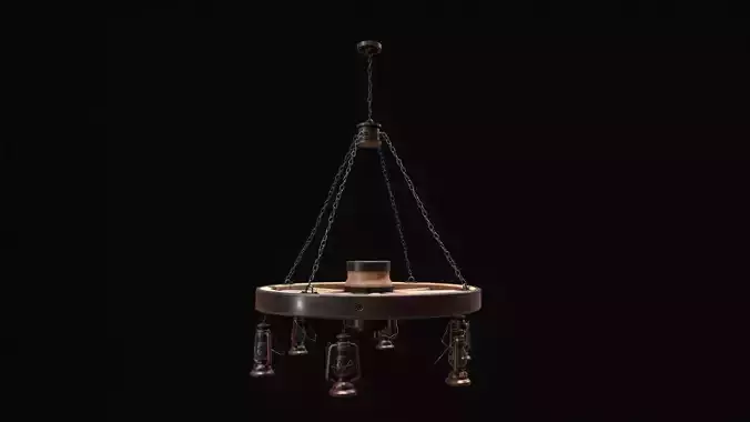 Wagon Wheel Chandelier 01 Low-poly 3D model