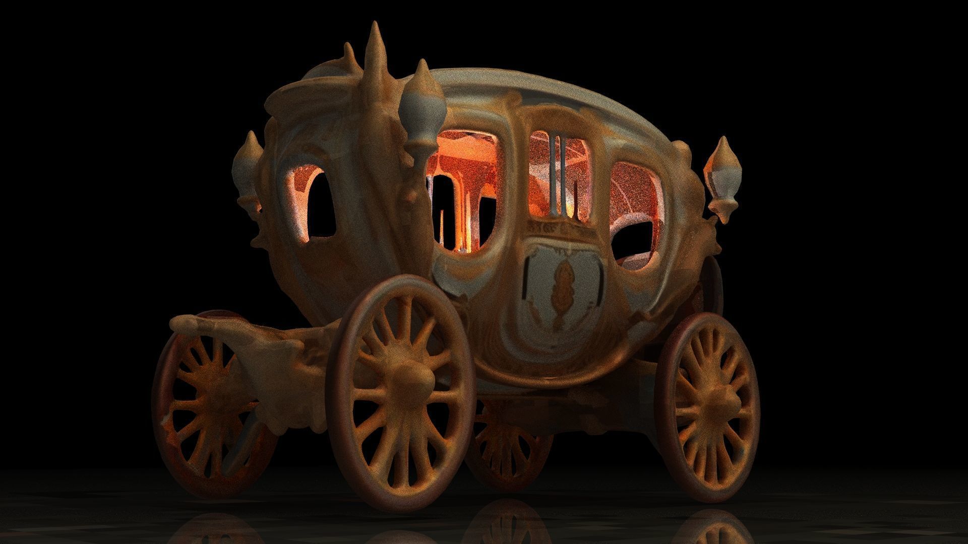Chinese ancient carriage figure Low-poly 3D model_2