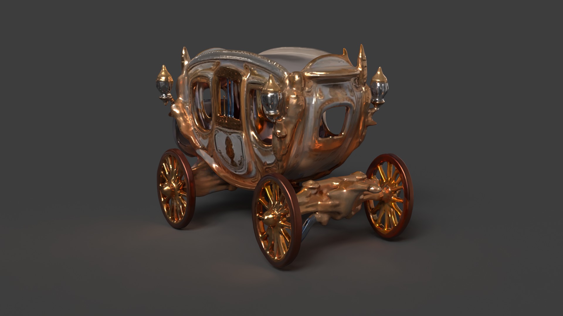 Chinese ancient carriage figure Low-poly 3D model_3