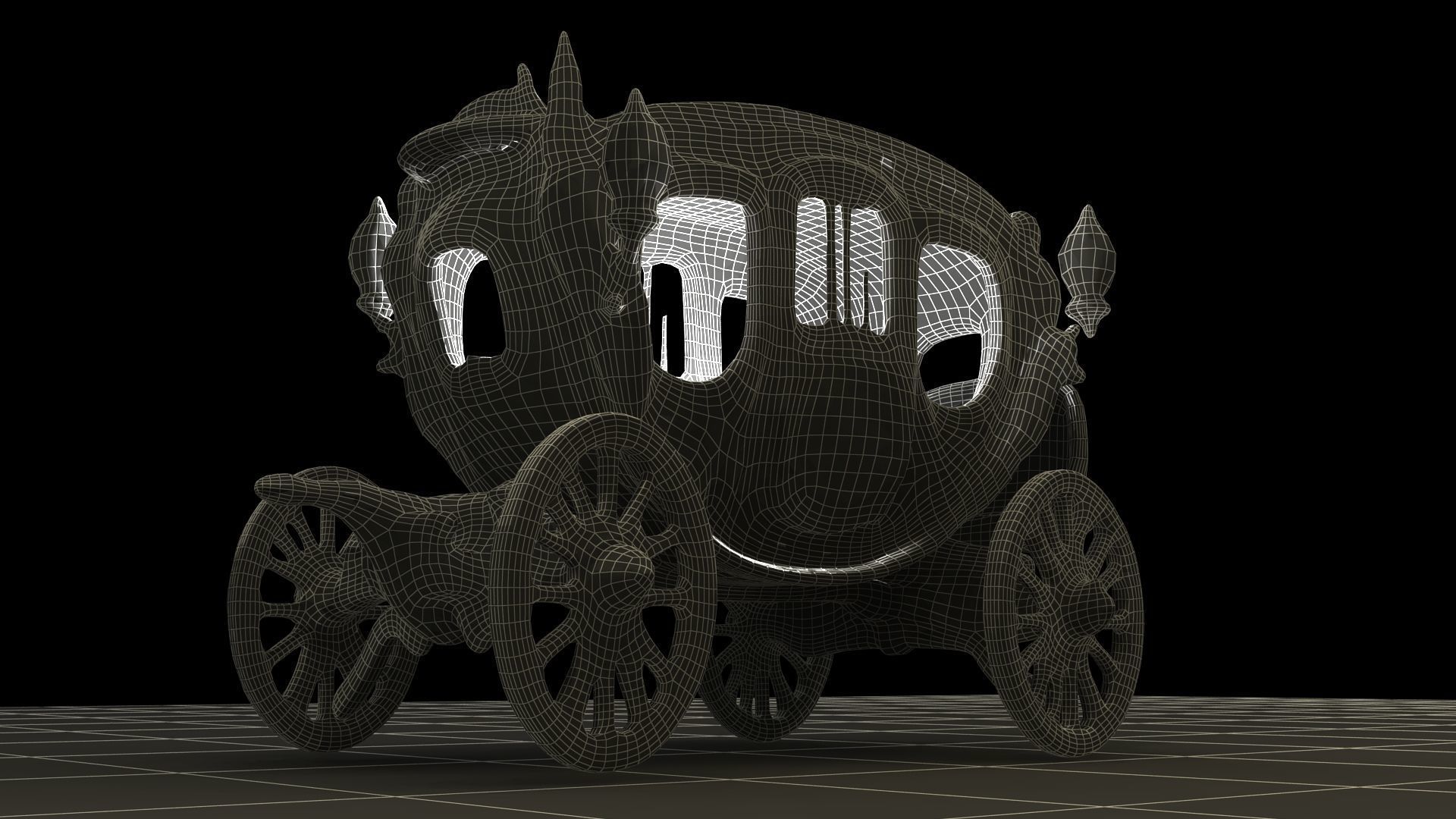 Chinese ancient carriage figure Low-poly 3D model_11