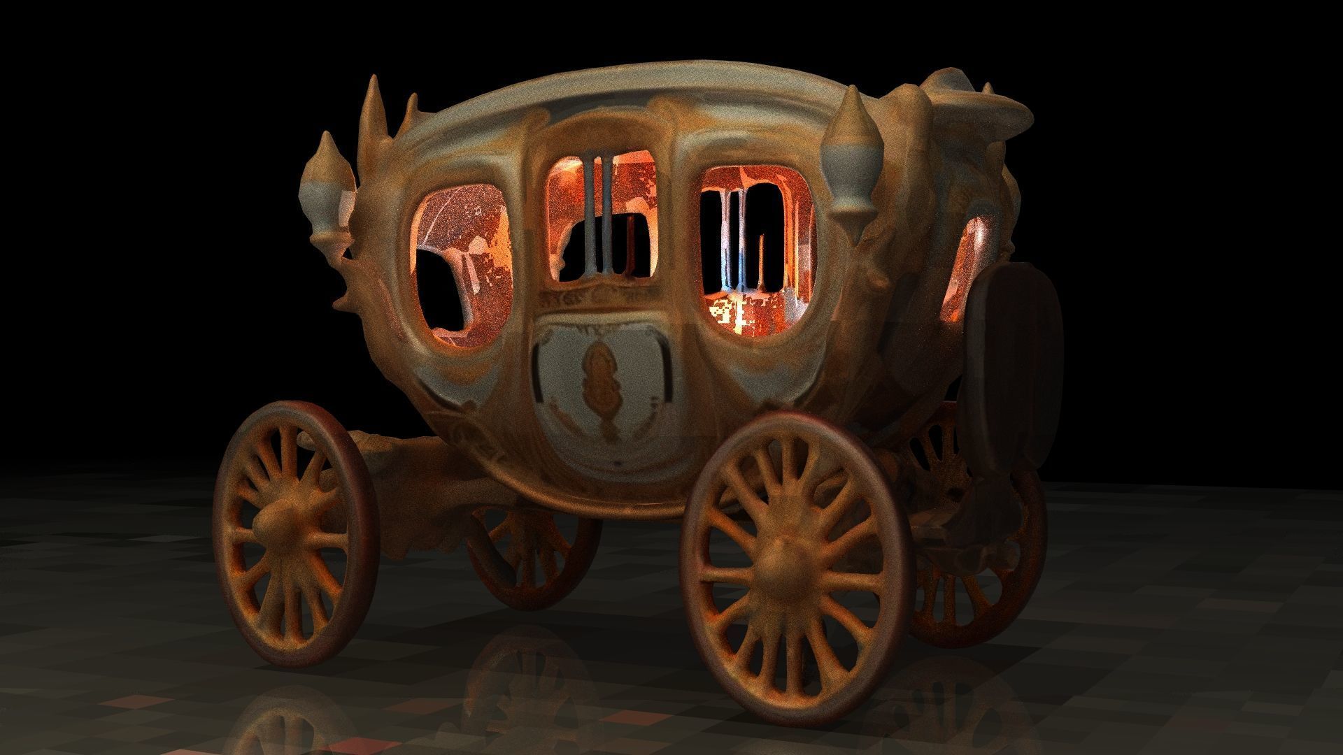 Chinese ancient carriage figure Low-poly 3D model_8