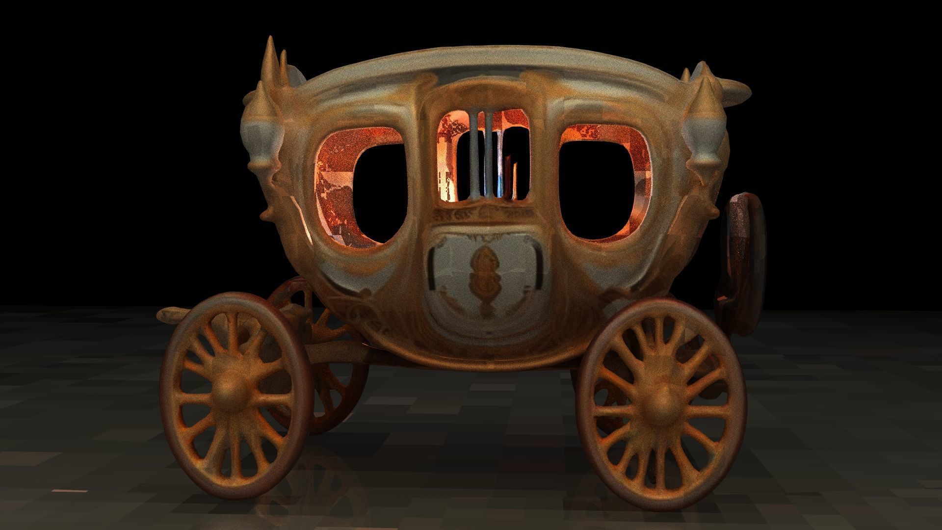 Chinese ancient carriage figure Low-poly 3D model_10