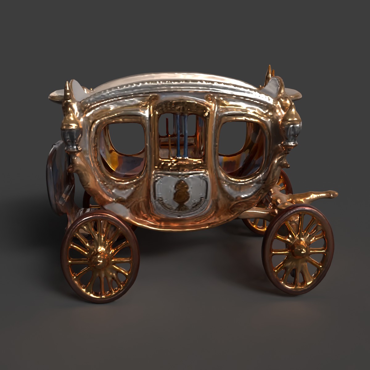 Chinese ancient carriage figure Low-poly 3D model_7