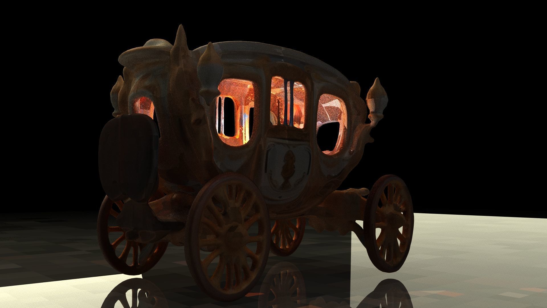 Chinese ancient carriage figure Low-poly 3D model_9