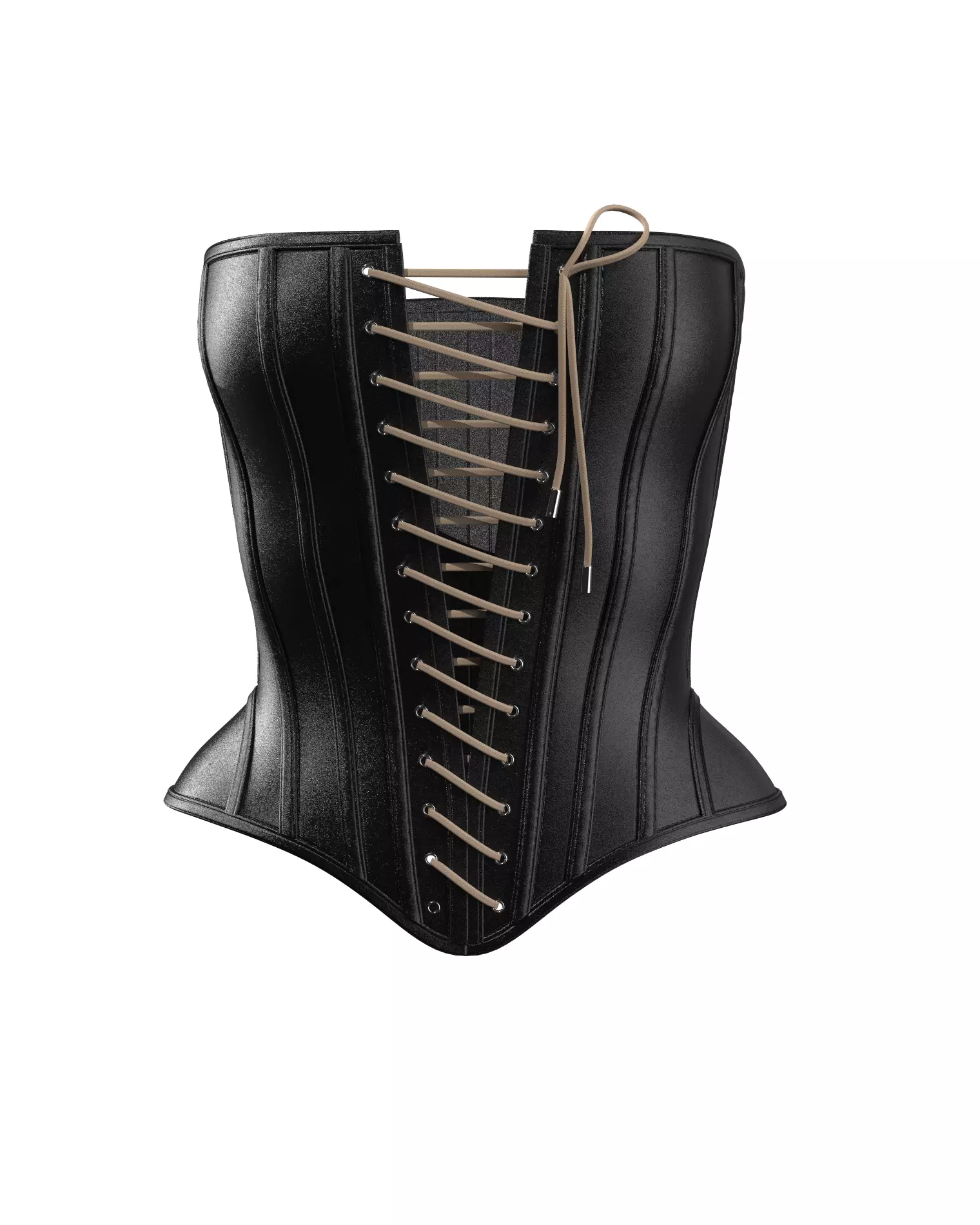 Women Lace-Up Leather Corset 3D model_0