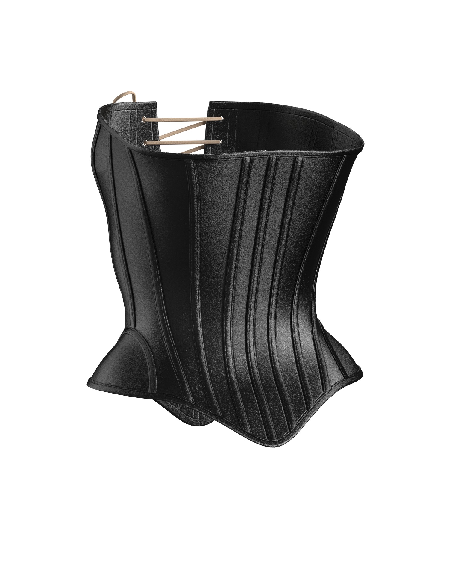 Women Lace-Up Leather Corset 3D model_2