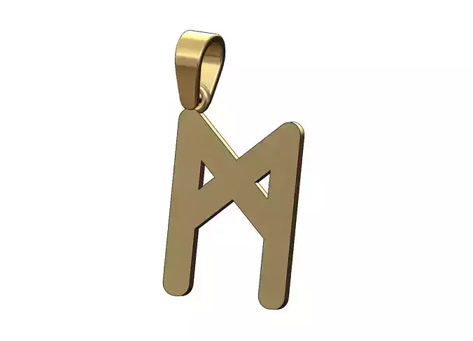Mannaz  viking runes initials alphabet pendant charm bail 3D print model