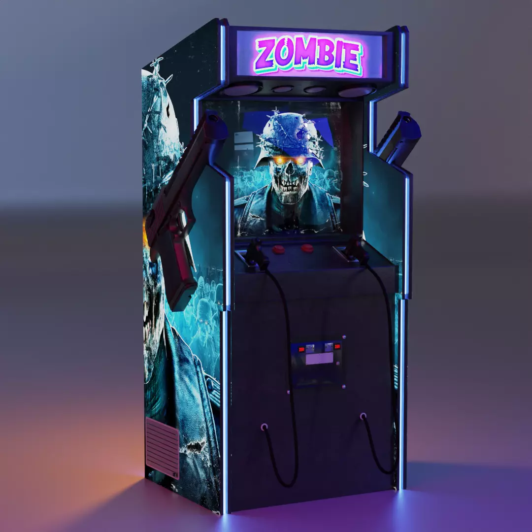 zombie shooting game machine Low-poly 3D model_0