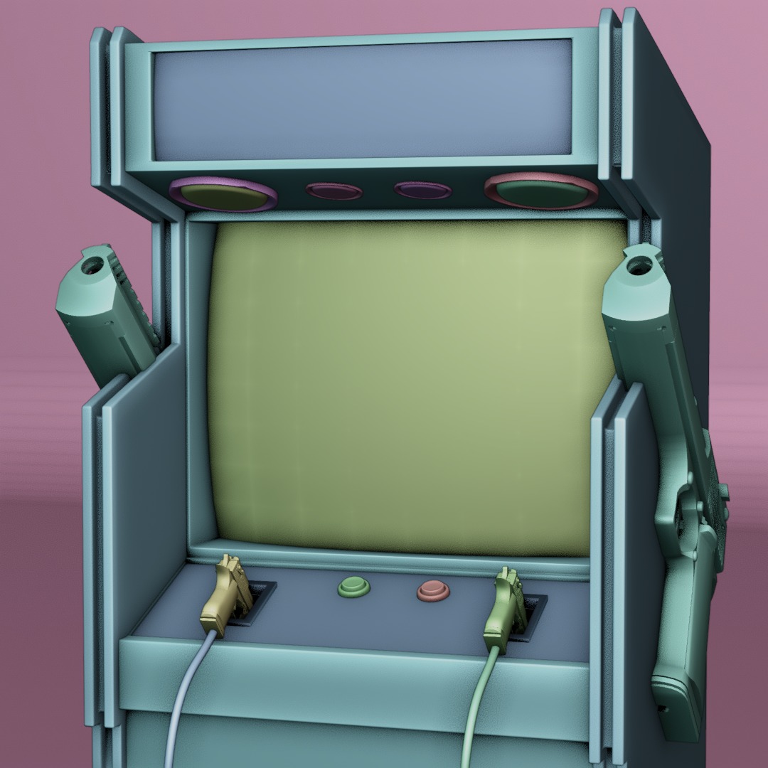 zombie shooting game machine Low-poly 3D model_5