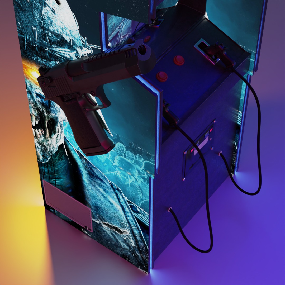 zombie shooting game machine Low-poly 3D model_8