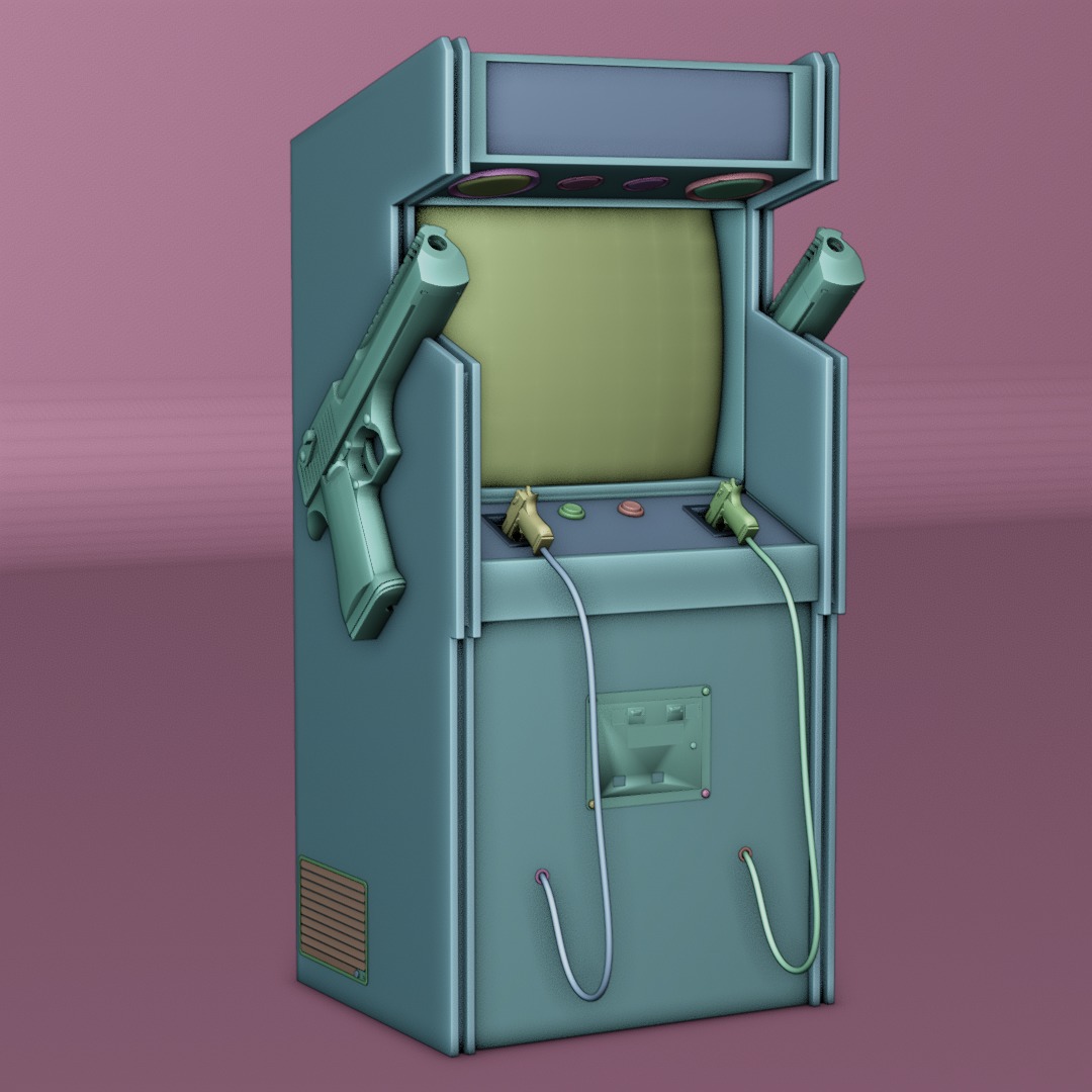 zombie shooting game machine Low-poly 3D model_1