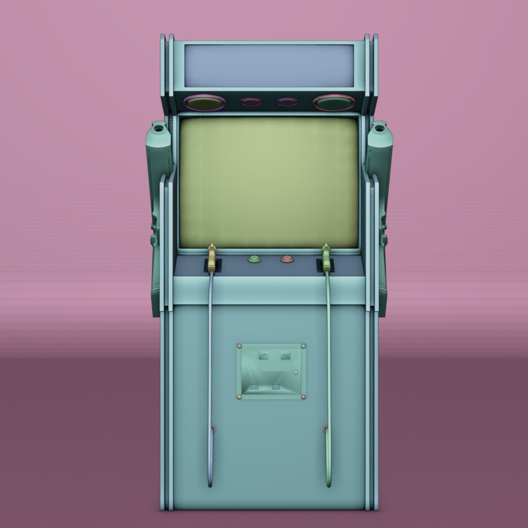 zombie shooting game machine Low-poly 3D model_3