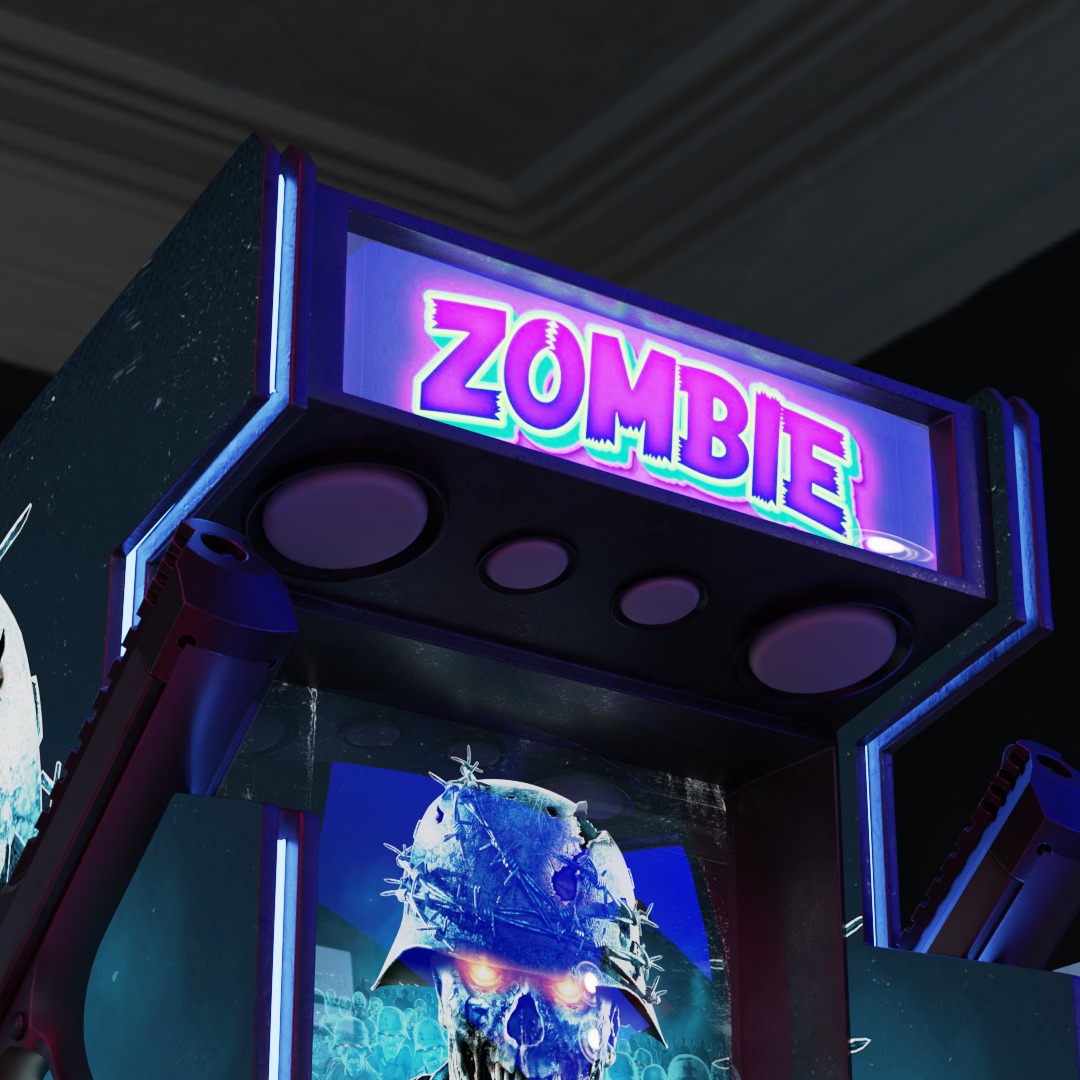 zombie shooting game machine Low-poly 3D model_6