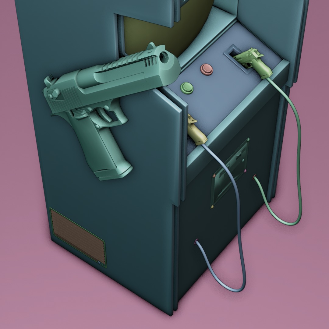 zombie shooting game machine Low-poly 3D model_9