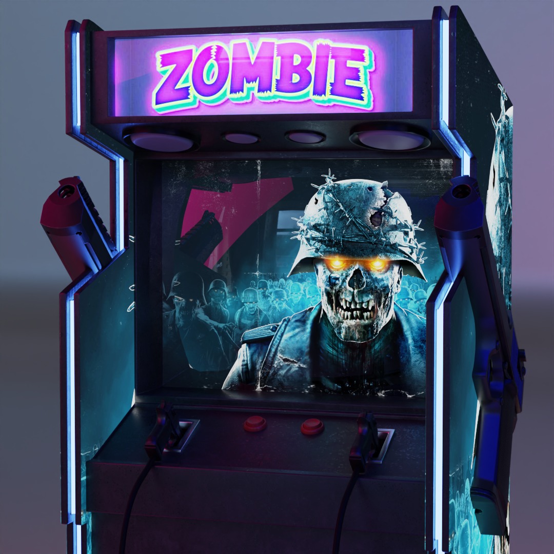 zombie shooting game machine Low-poly 3D model_4