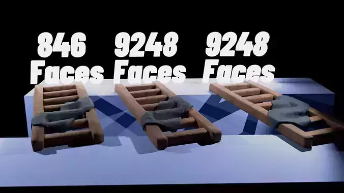 simple wooden ladder baked textures