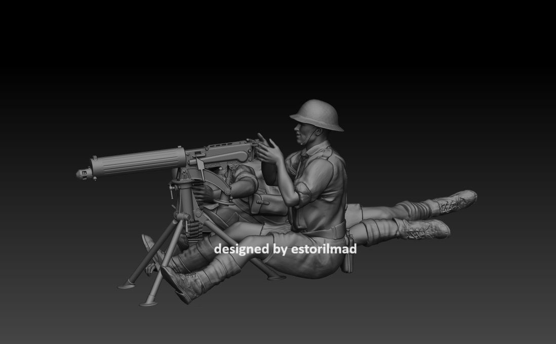WW2 SOLDIER 8 BRITISH ARMY VICKERS MACHINE GUN - EL ALAMEIN 3D print model_1