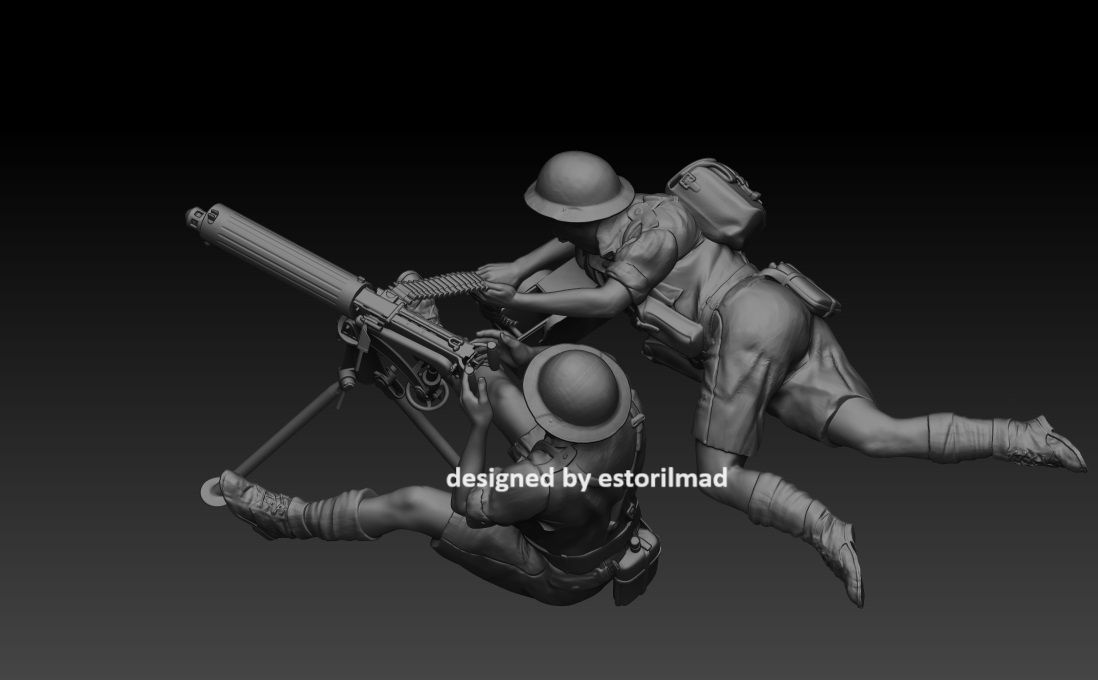 WW2 SOLDIER 8 BRITISH ARMY VICKERS MACHINE GUN - EL ALAMEIN 3D print model_2